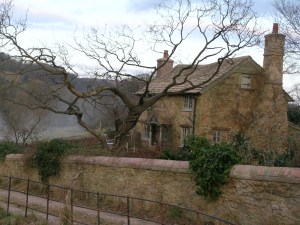 Photograph of the temporary cottage built for the film "The Holiday".