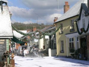 Photograph of Shere village setting the Christmas scene for the film The Holiday.