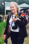 Photograph of Maureen Brown with her tombola winnings